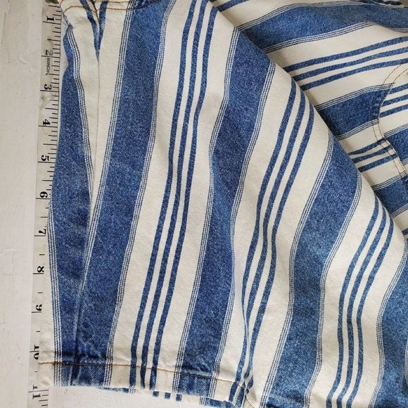 Vintage Striped Shorts 16 Womens Denim Forelli USA Mom Jorts Cotton 90s Wide Bag - Picture 11 of 13
